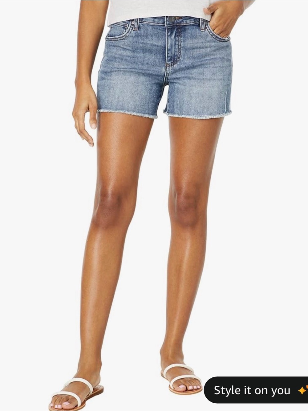 Kut from the Kloth Gidget Size 2 Light Bl Frayed Denim Shorts consolidated color